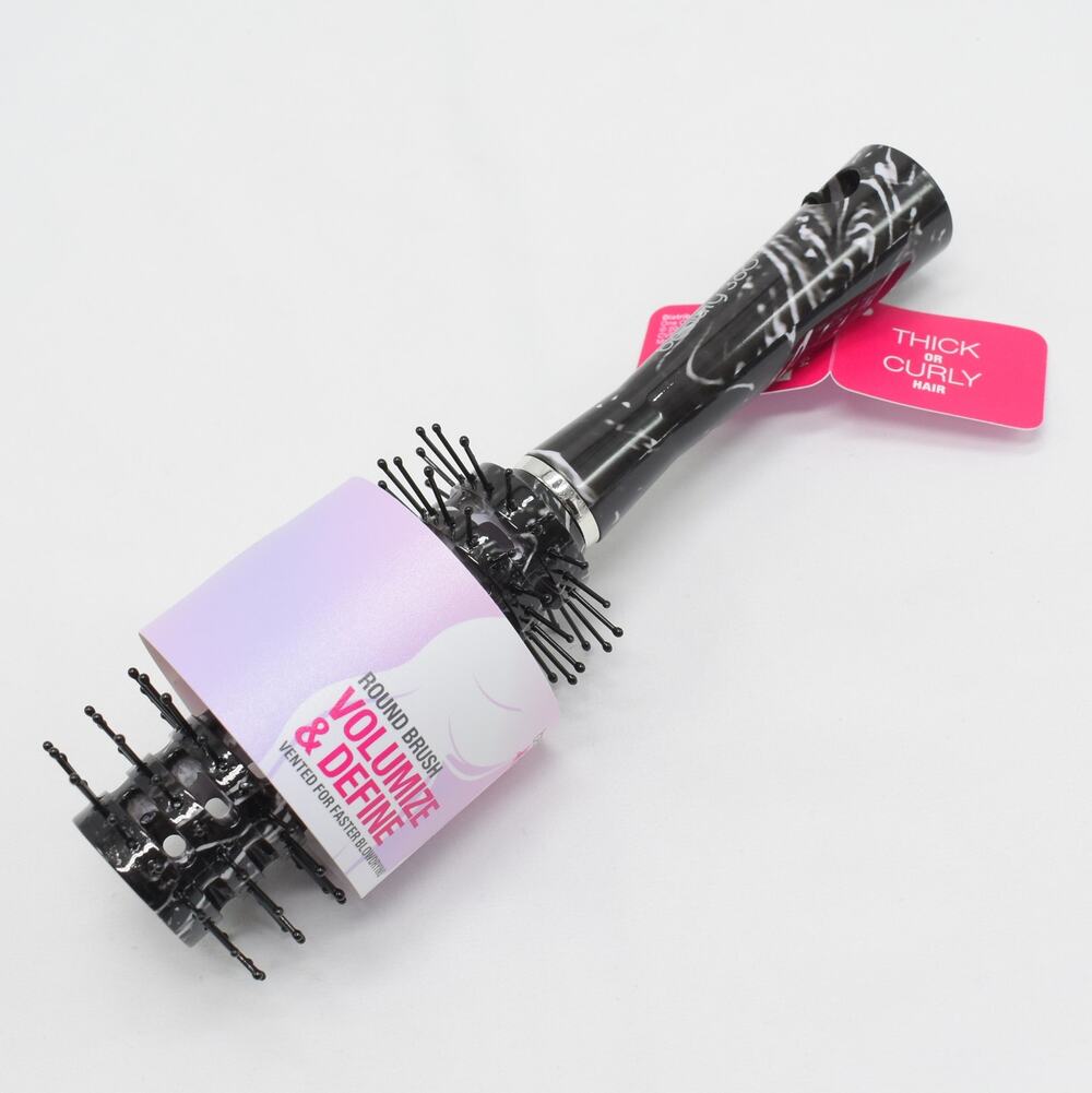 CVS Volume & Define Round Barrel Hair Brush Heat Styling Tool Black Marble New!